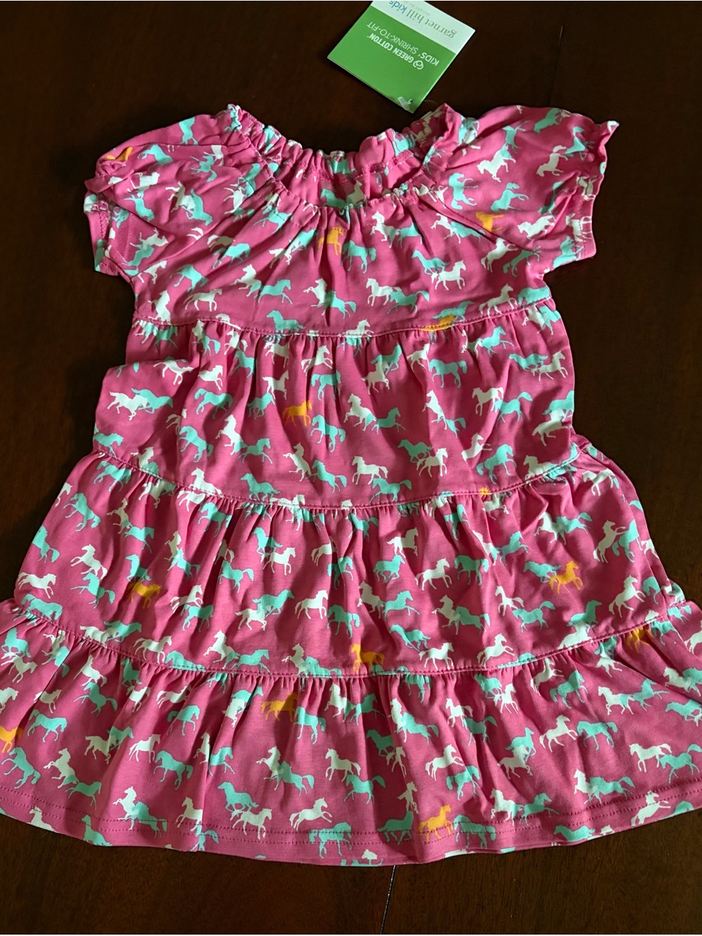 2T NWT Garnet Hill Pink Tiered Dress with Horse Print